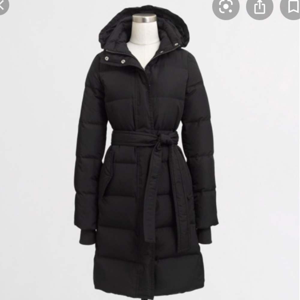 J Crew Factory - Petite long belted puffer jacket